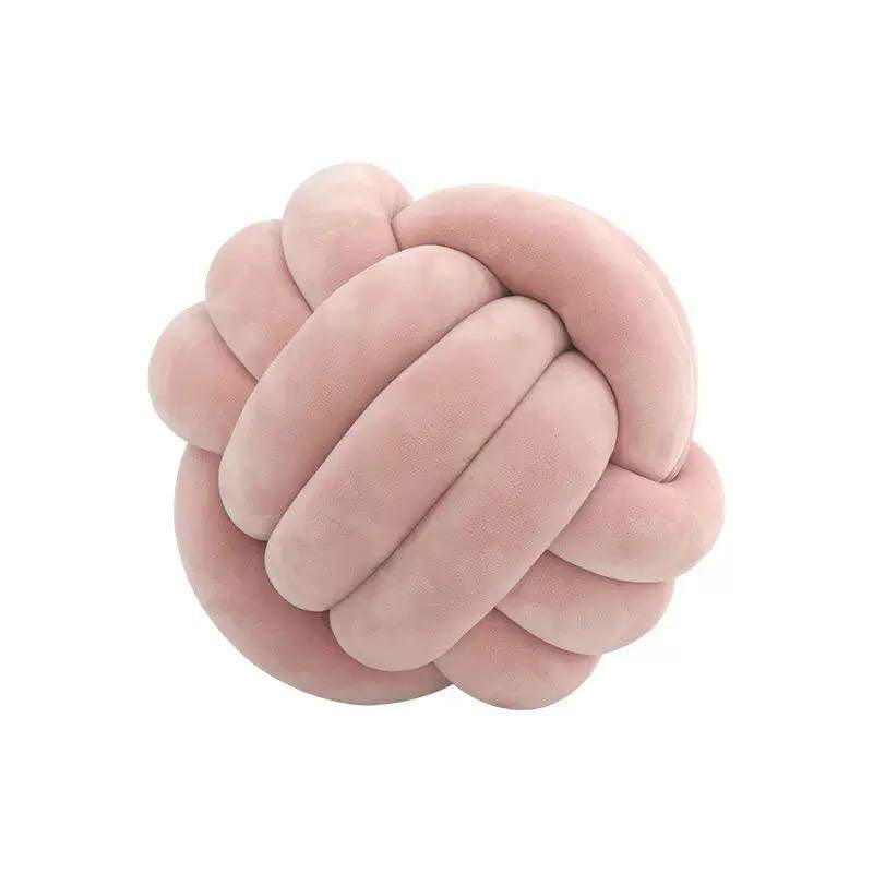 Zoe Velvet Knot Ball Cushion Dusty Pink BUBULAND HOME