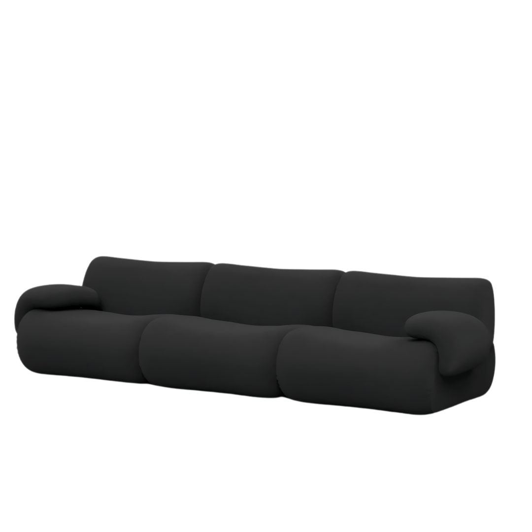 Amara Modular Sofa - Black Premium Fabric - sofa L Shape 5-6 Seater with Single Armrest, Corner Seat and Ottoman BUBULAND HOME