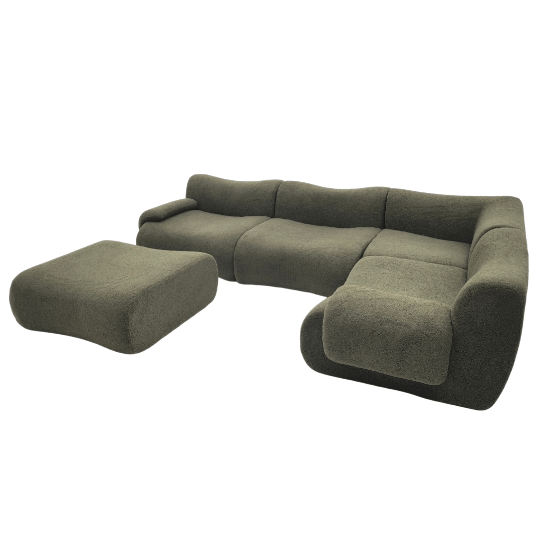 Amara Modular Sofa - Black Premium Fabric - sofa L Shape 5-6 Seater with Single Armrest, Corner Seat and Ottoman BUBULAND HOME