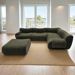 Amara Modular Sofa - Black Premium Fabric - sofa L Shape 5-6 Seater with Single Armrest, Corner Seat and Ottoman BUBULAND HOME