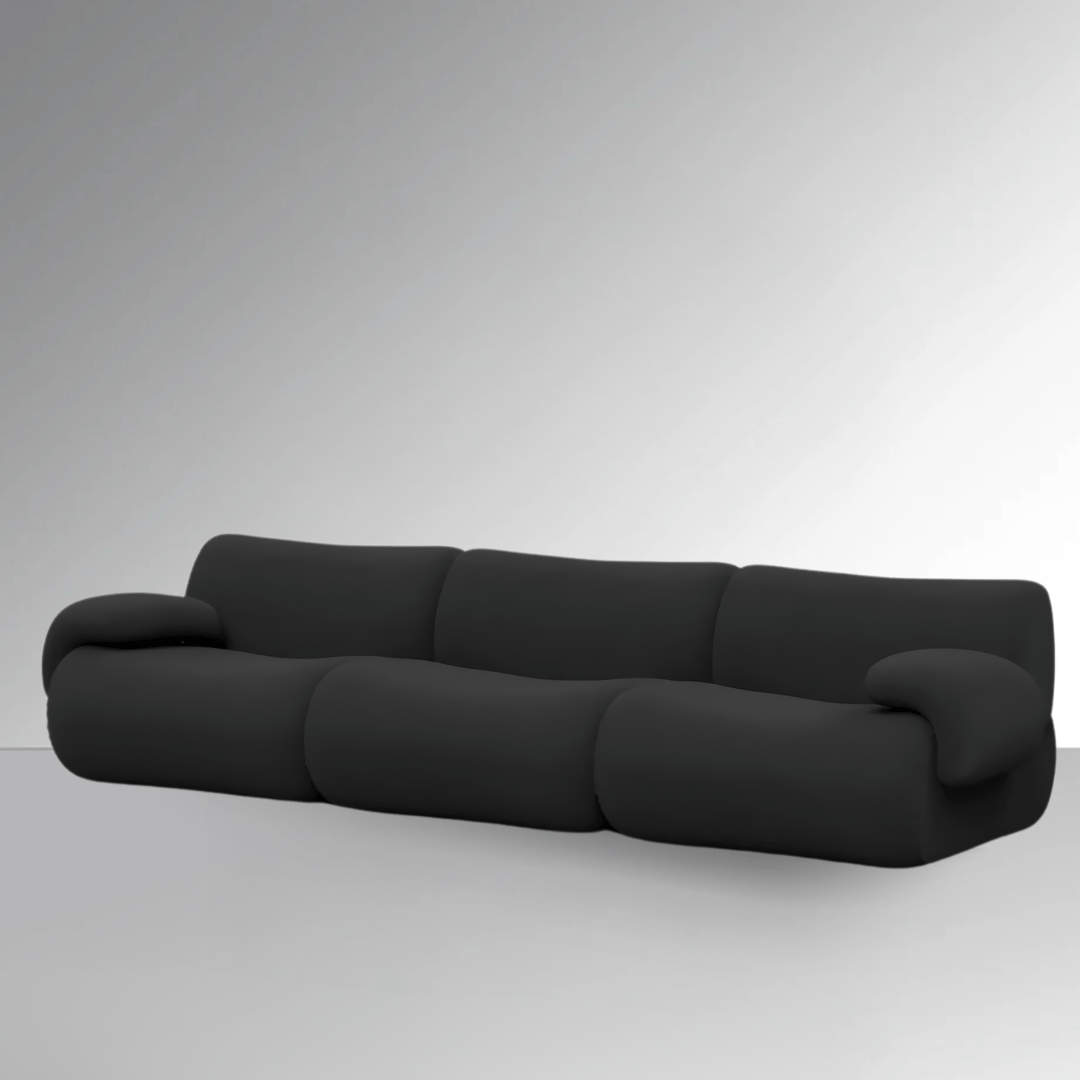 Amara Modular Sofa - Black Premium Fabric - sofa L Shape 5-6 Seater with Single Armrest, Corner Seat and Ottoman BUBULAND HOME