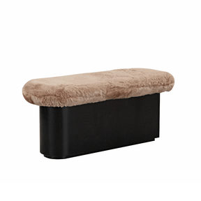 Amelie Bench Ottoman - Brown Faux Fur - BUBULAND HOME