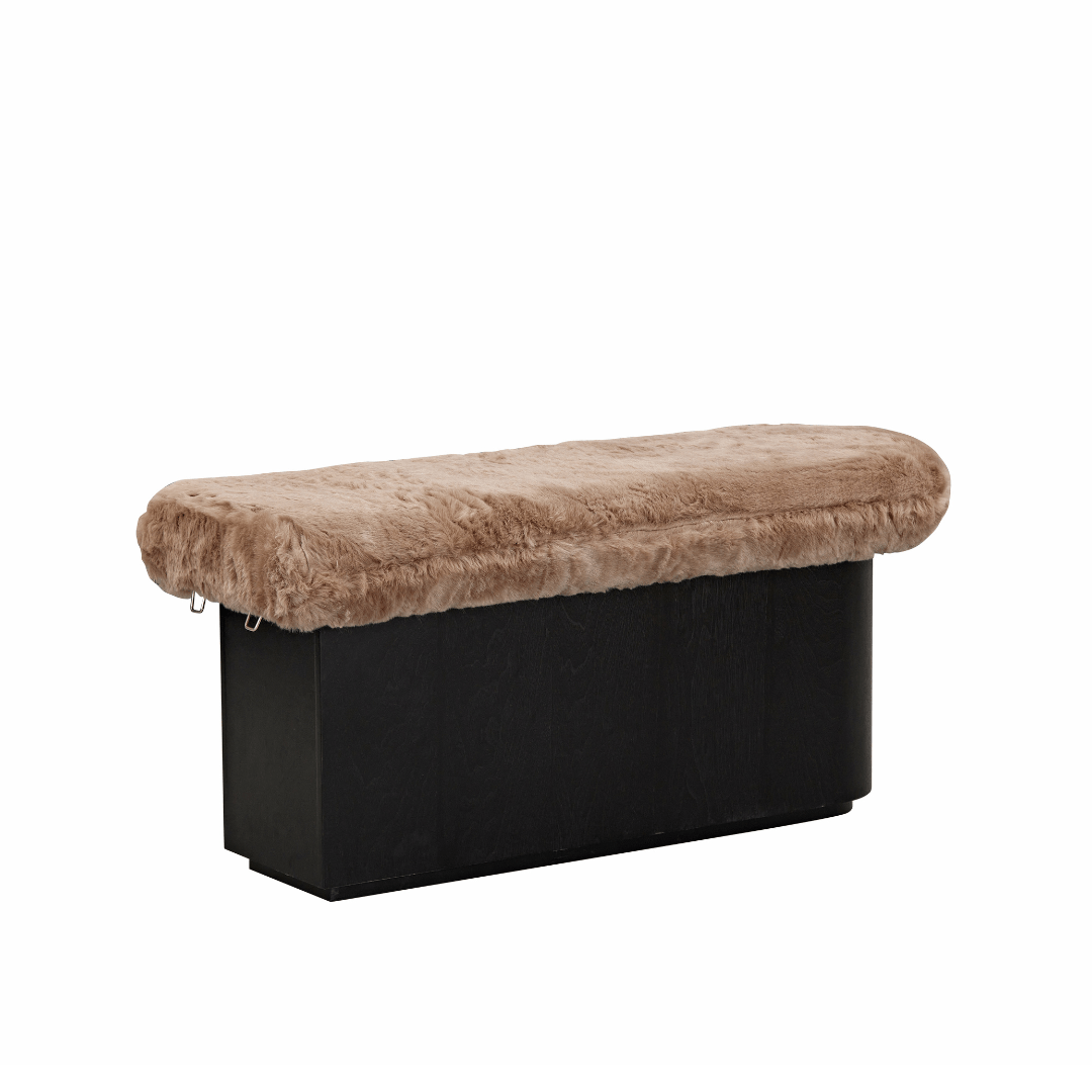 Amelie Bench Ottoman - Brown Faux Fur - ottoman Brown Faux Fur BUBULAND HOME