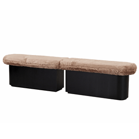 Amelie Bench Ottoman - Brown Faux Fur - BUBULAND HOME