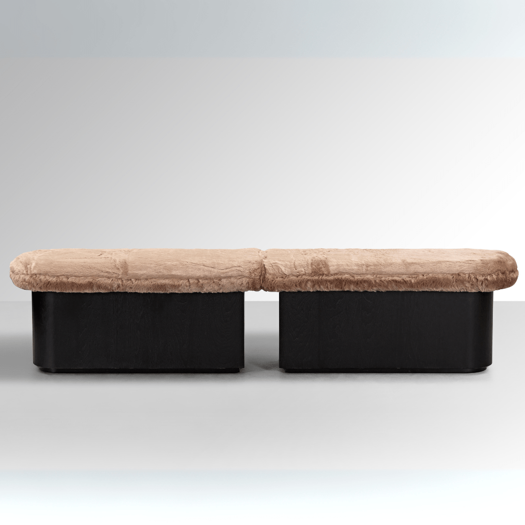 Amelie Bench Ottoman - Brown Faux Fur - ottoman Brown Faux Fur BUBULAND HOME