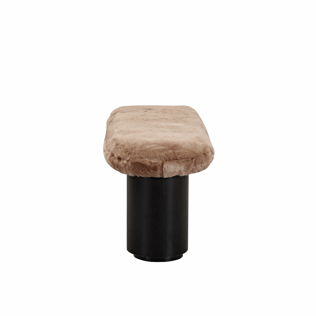 Amelie Bench Ottoman - Brown Faux Fur - BUBULAND HOME