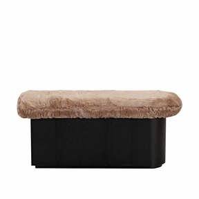 Amelie Bench Ottoman - Brown Faux Fur - ottoman Brown Faux Fur BUBULAND HOME