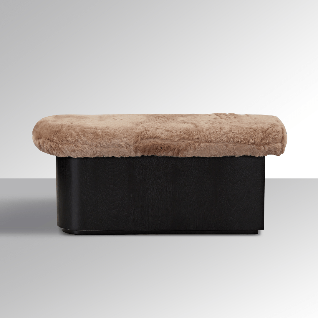 Amelie Bench Ottoman - Brown Faux Fur - ottoman Brown Faux Fur BUBULAND HOME