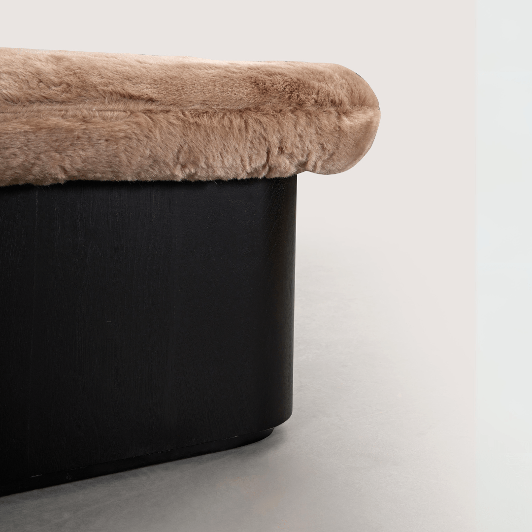 Amelie Bench Ottoman - Brown Faux Fur - ottoman Brown Faux Fur BUBULAND HOME