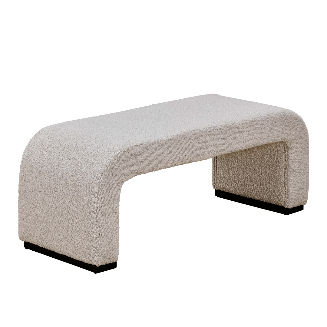 Arch Bench Ottoman - Premium Ivory Boucle 60cm/120cm/155cm/180cm - ottoman Small: 60cm W x 45cm D x 45cm H / Premium Ivory Boucle BUBULAND HOME