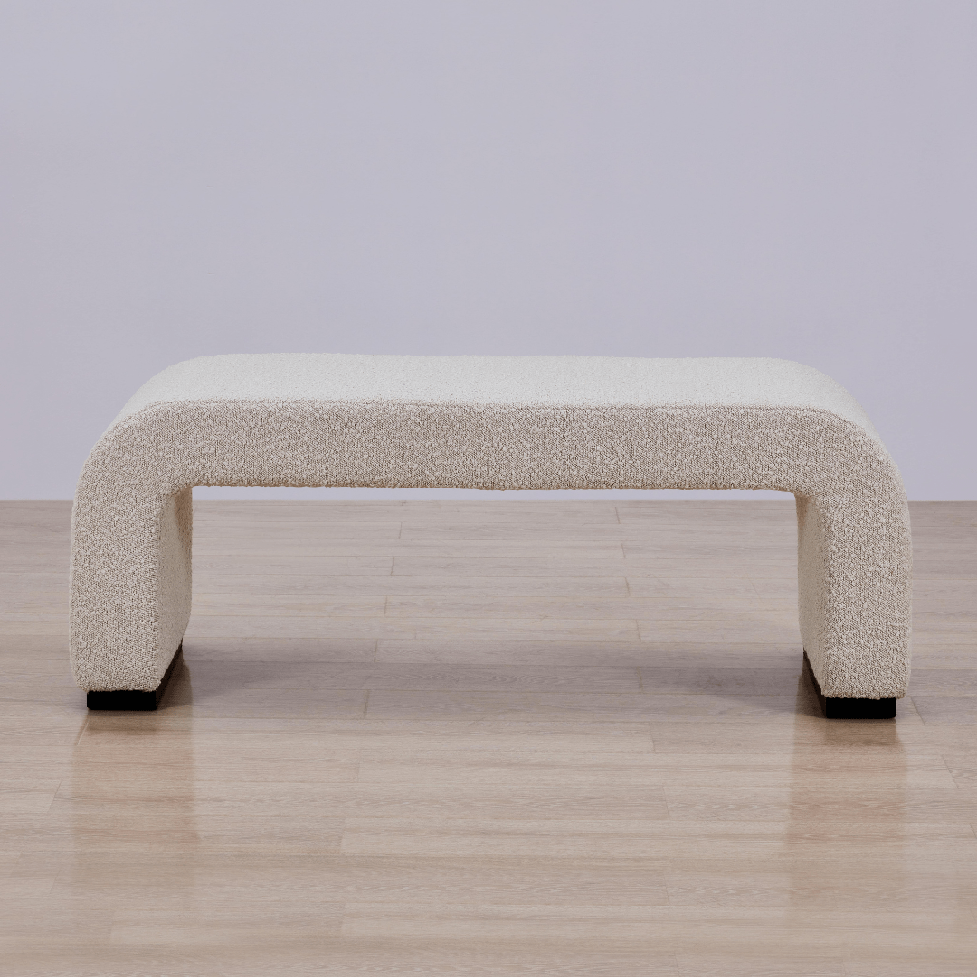 Arch Bench Ottoman - Premium Ivory Boucle 60cm/120cm/155cm/180cm - ottoman Small: 60cm W x 45cm D x 45cm H / Premium Ivory Boucle BUBULAND HOME