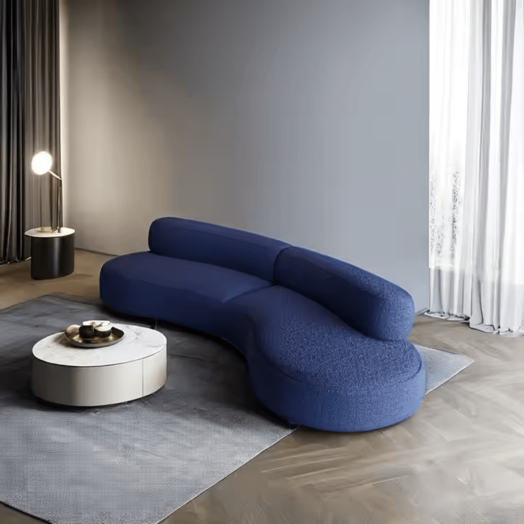 Arco Curved Sofa - Blue Premium Fabric - sofa 1 Seater BUBULAND HOME