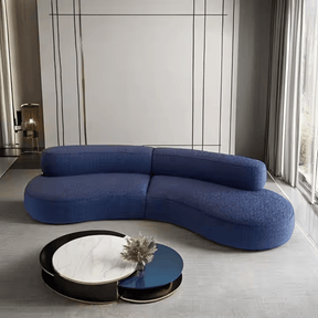 Arco Curved Sofa - Blue Premium Fabric - sofa 2 Seater BUBULAND HOME