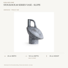 Stockholm Series Vase - Slope dimensions: 20 cm width, 16.5 cm depth, 24 cm height; depth is measured back to front