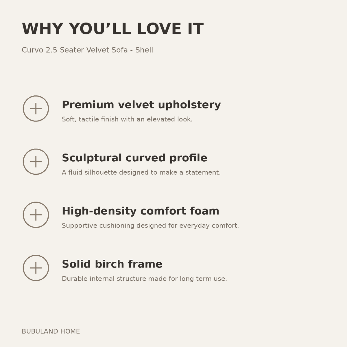 Why you'll love the Curvo 2.5 Seater Velvet Sofa - Shell