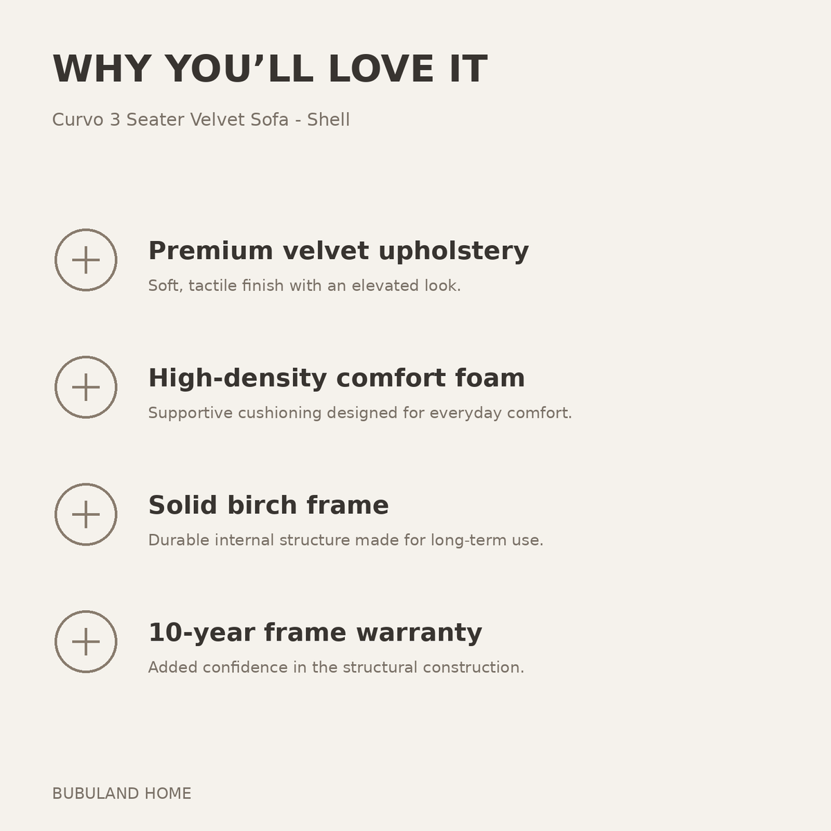 Why you'll love the Curvo 3 Seater Velvet Sofa - Shell