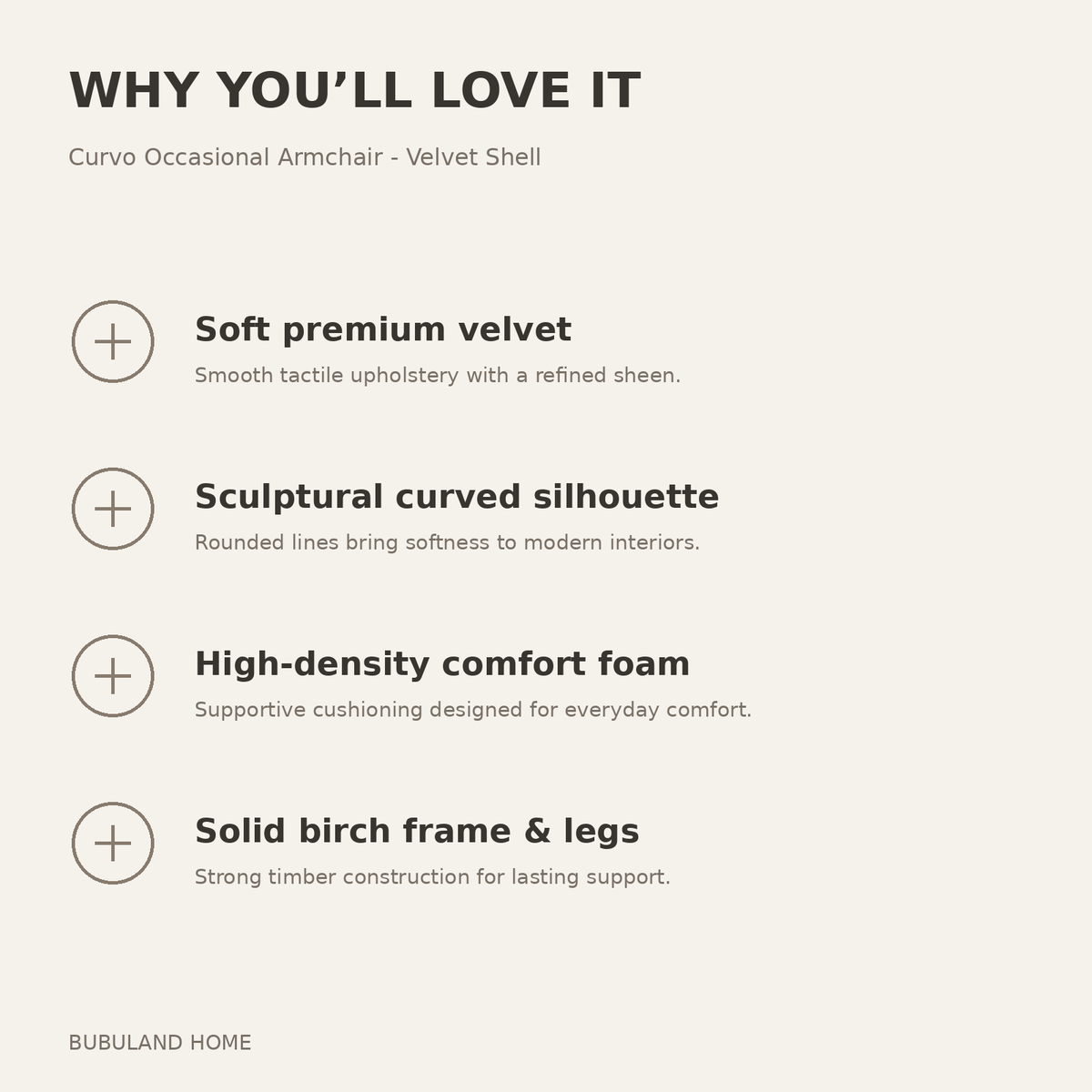 Why you'll love the Curvo Occasional Armchair - Velvet Shell