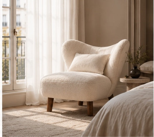 Fleur Lounge Chair beside a bedroom window