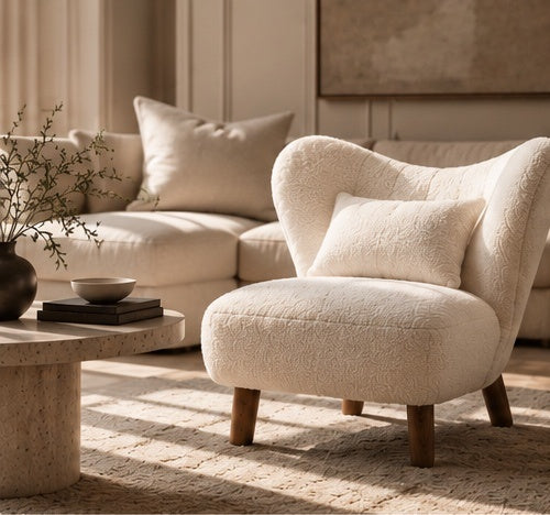 Fleur Lounge Chair in a warm living room