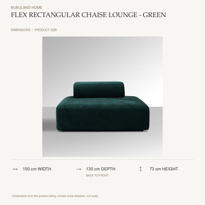 Flex Rectangular Chaise Lounge - Green dimensions: 150 cm width, 130 cm depth, 73 cm height; depth is measured back to front