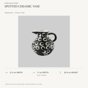 Spotted Ceramic Vase dimensions: 21.5 cm width, 17 cm depth, 20.5 cm height; depth is measured back to front
