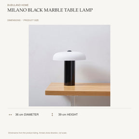 Milano Black Marble Table Lamp dimensions: 36 cm diameter, 39 cm height; depth is measured back to front