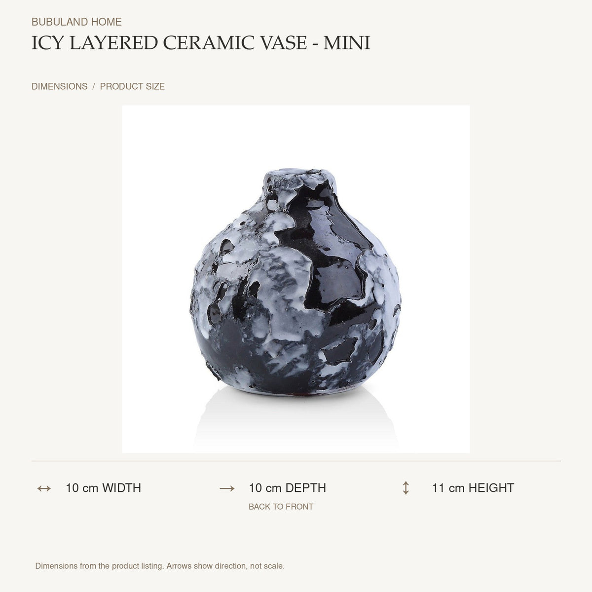 Icy Layered Ceramic Vase - Mini dimensions: 10 cm width, 10 cm depth, 11 cm height; depth is measured back to front