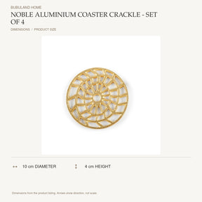 Noble Aluminium Coaster Crackle - Set of 4 dimensions: 10 cm diameter, 4 cm height; depth is measured back to front
