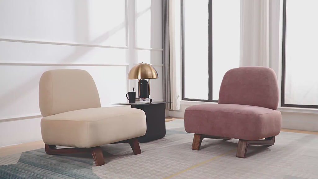 Video of Farah Occasional Chairs in Dusty Pink Velvet and Sand Velvet