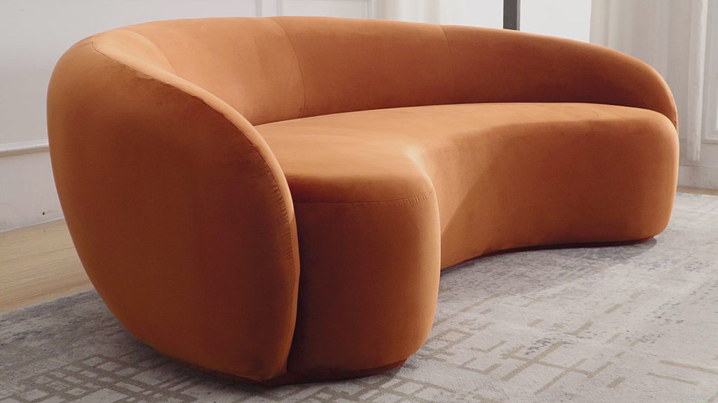 Video of Curvo 3 Seater Velvet Sofa - Burnt Orange
