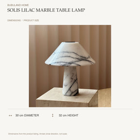 Solis Lilac Marble Table Lamp dimensions: 30 cm diameter, 32 cm height; depth is measured back to front