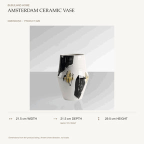 Amsterdam Ceramic Vase dimensions: 21.5 cm width, 21.5 cm depth, 29.5 cm height; depth is measured back to front