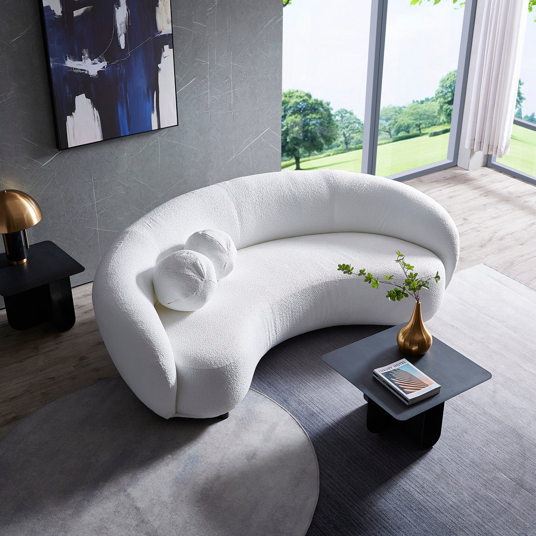 Curvo 3 Seater Boucle Sofa - Pure White | Limited Edit - BUBULAND HOME