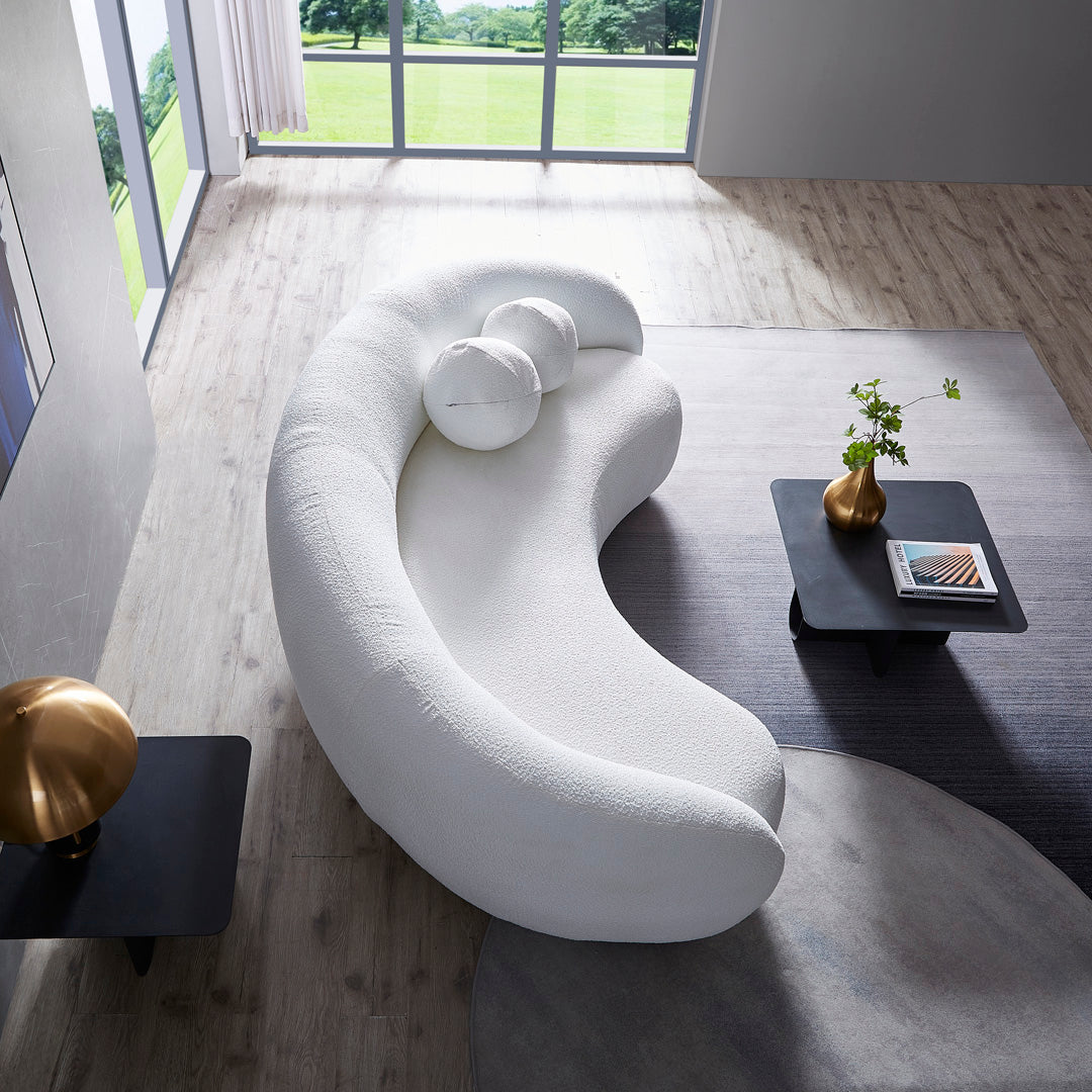 Curvo 3 Seater Boucle Sofa - Pure White | Limited Edit - BUBULAND HOME