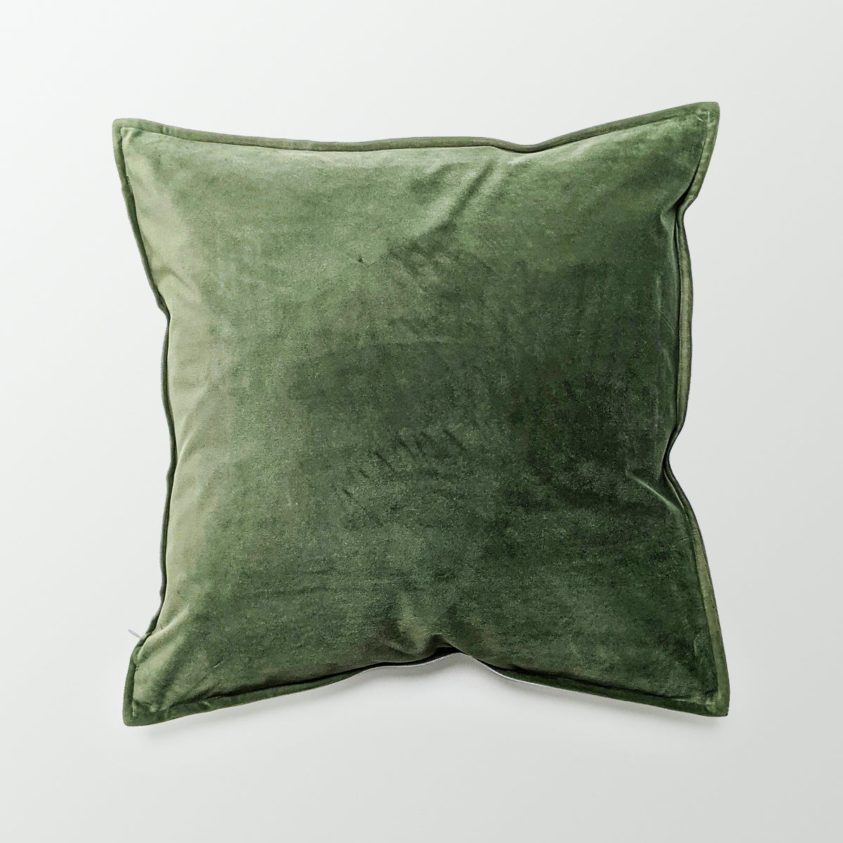 Luna Velvet & Linen Cushion | Olive Green Square - BUBULAND HOME