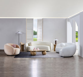 Curvo 3 Seater Boucle Sofa - Premium Ivory - BUBULAND HOME