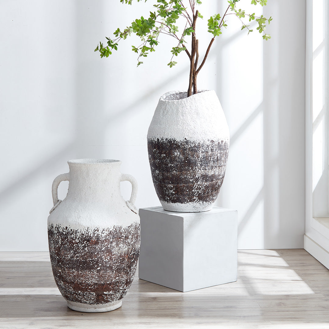 Mediterranean Ceramic Floor Vase White - BUBULAND HOME