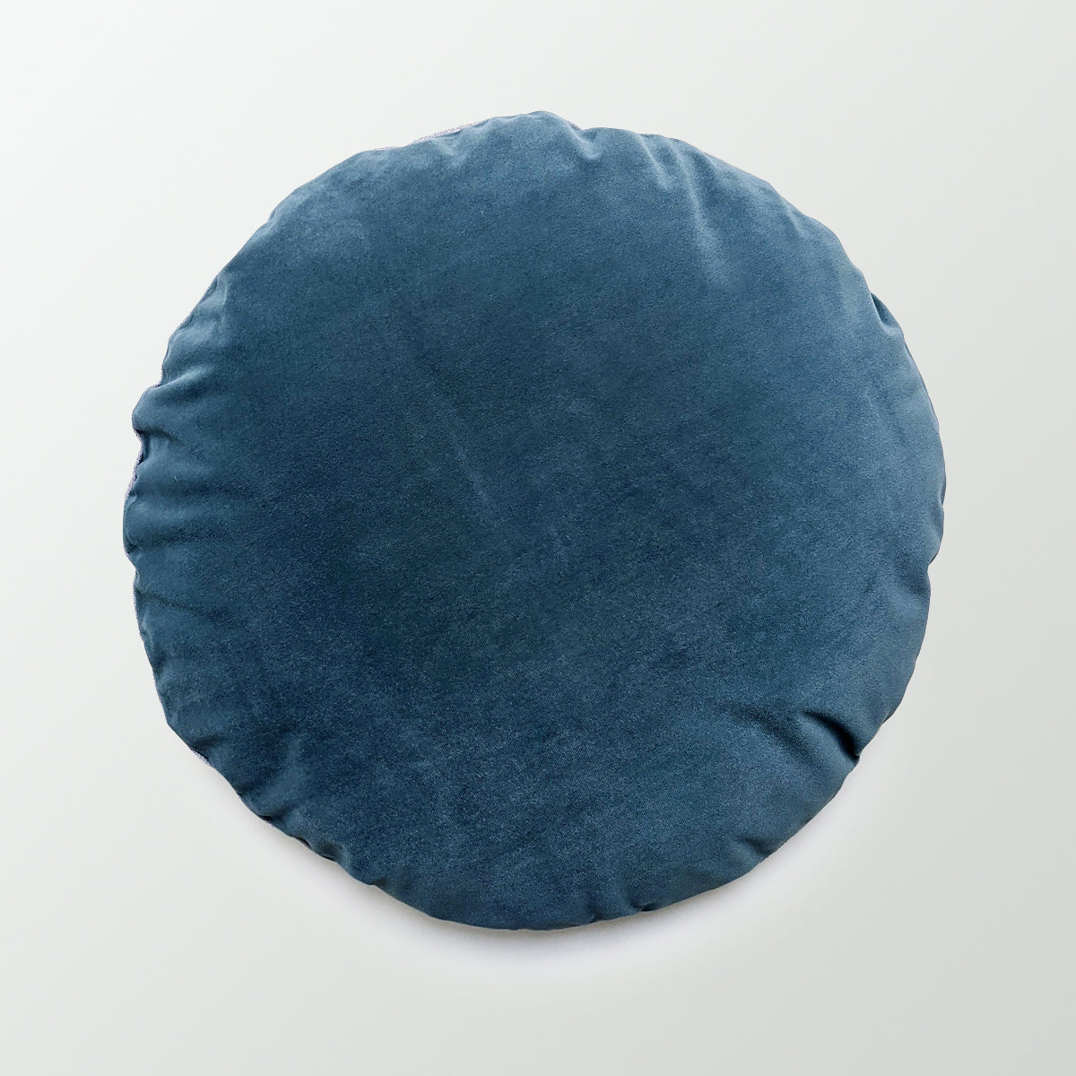 Luna Velvet & Linen Cushion | Dusty Blue Round - BUBULAND HOME