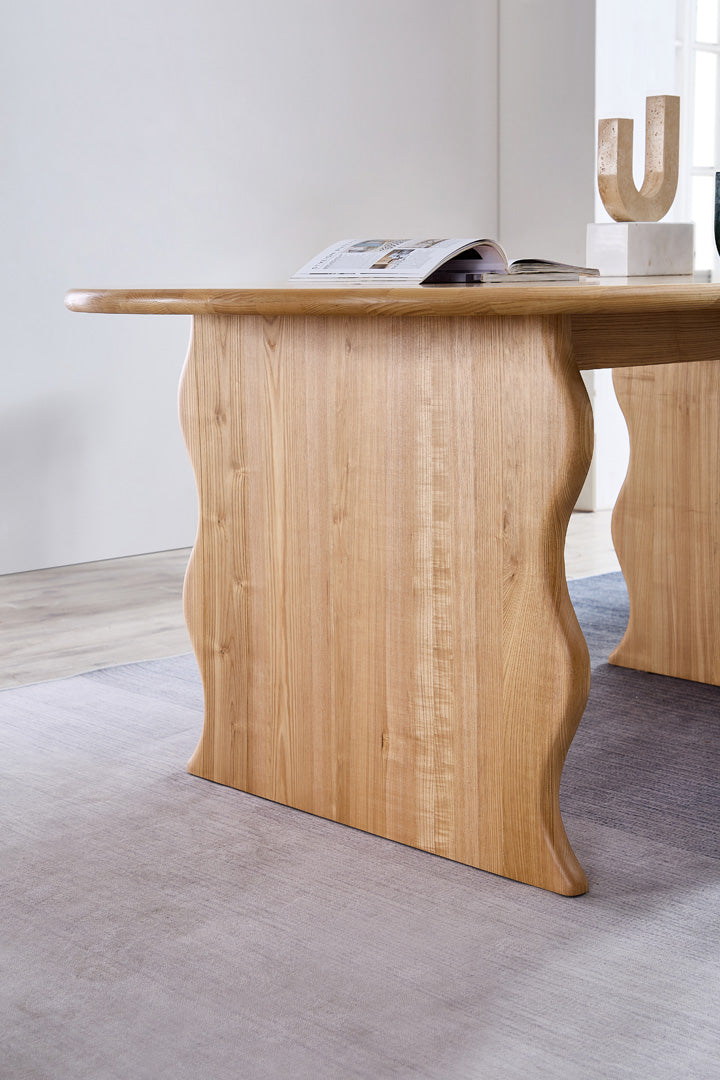 Wave Hardwood Oval Dining Table - Natural - BUBULAND HOME