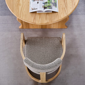 Kelly Hardwood & Boucle Dining Chair - Natural & Dove Grey - BUBULAND HOME