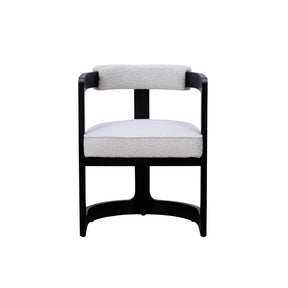 Kelly Hardwood & Boucle Dining Chair - Black & White - BUBULAND HOME