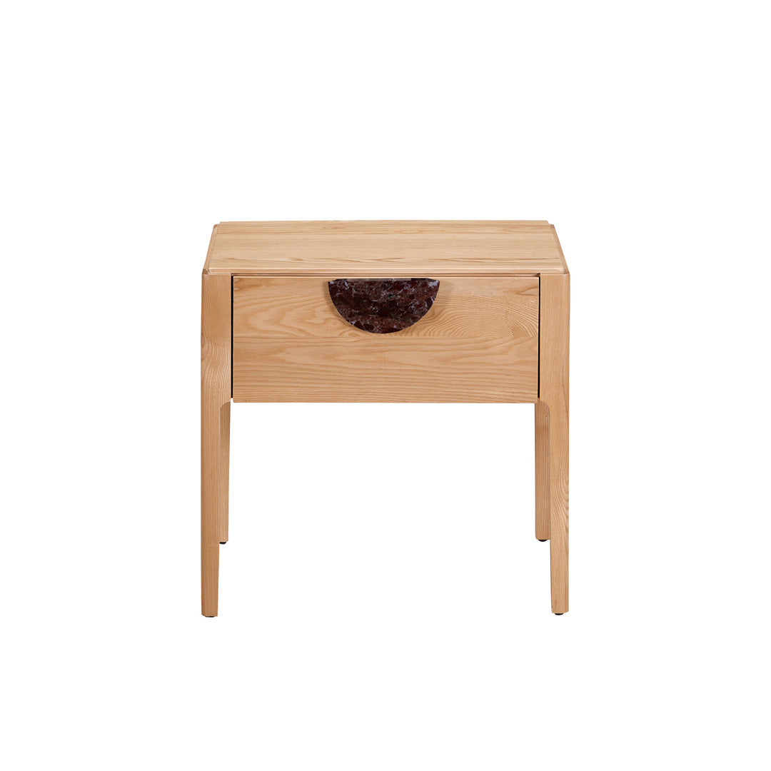 Craft Hardwood & Marble Side Table - Natural | Customisable Marble Handle - BUBULAND HOME