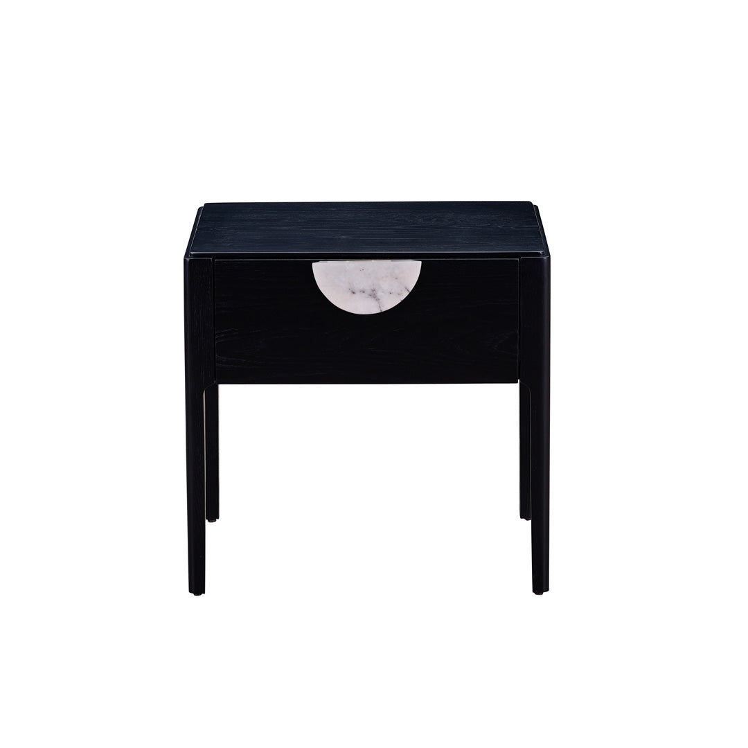 Craft Hardwood & Marble Side Table - Black | Customisable Marble Handle - BUBULAND HOME