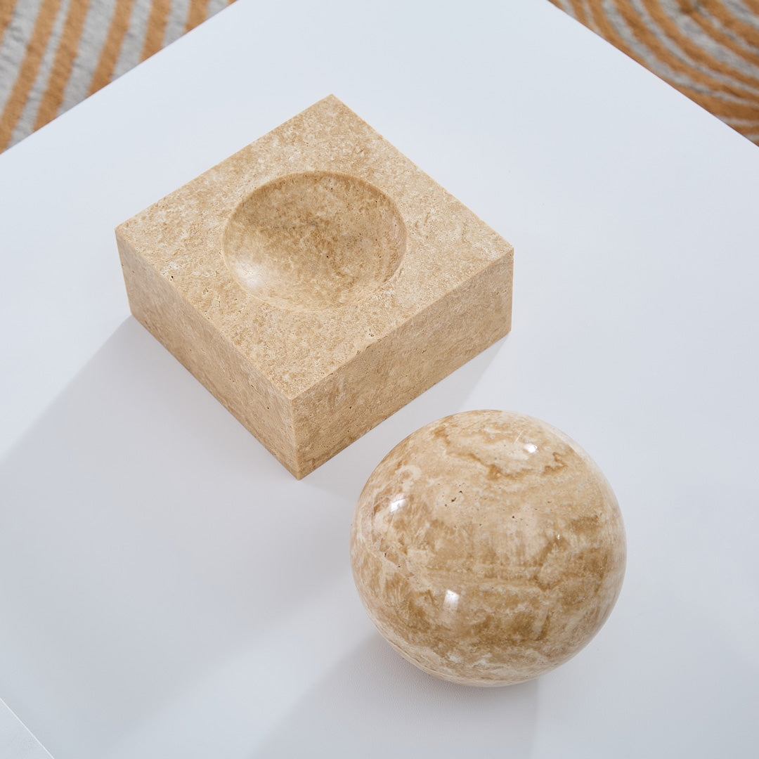 Pearl Travertine Sculptural Decor - Small & Large Size - BUBULAND HOME