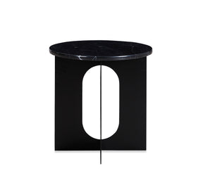 Black Marble and Metal Side Table - BUBULAND HOME