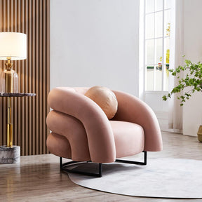Wave Velvet Occasional Chair - Dusty Pink - BUBULAND HOME