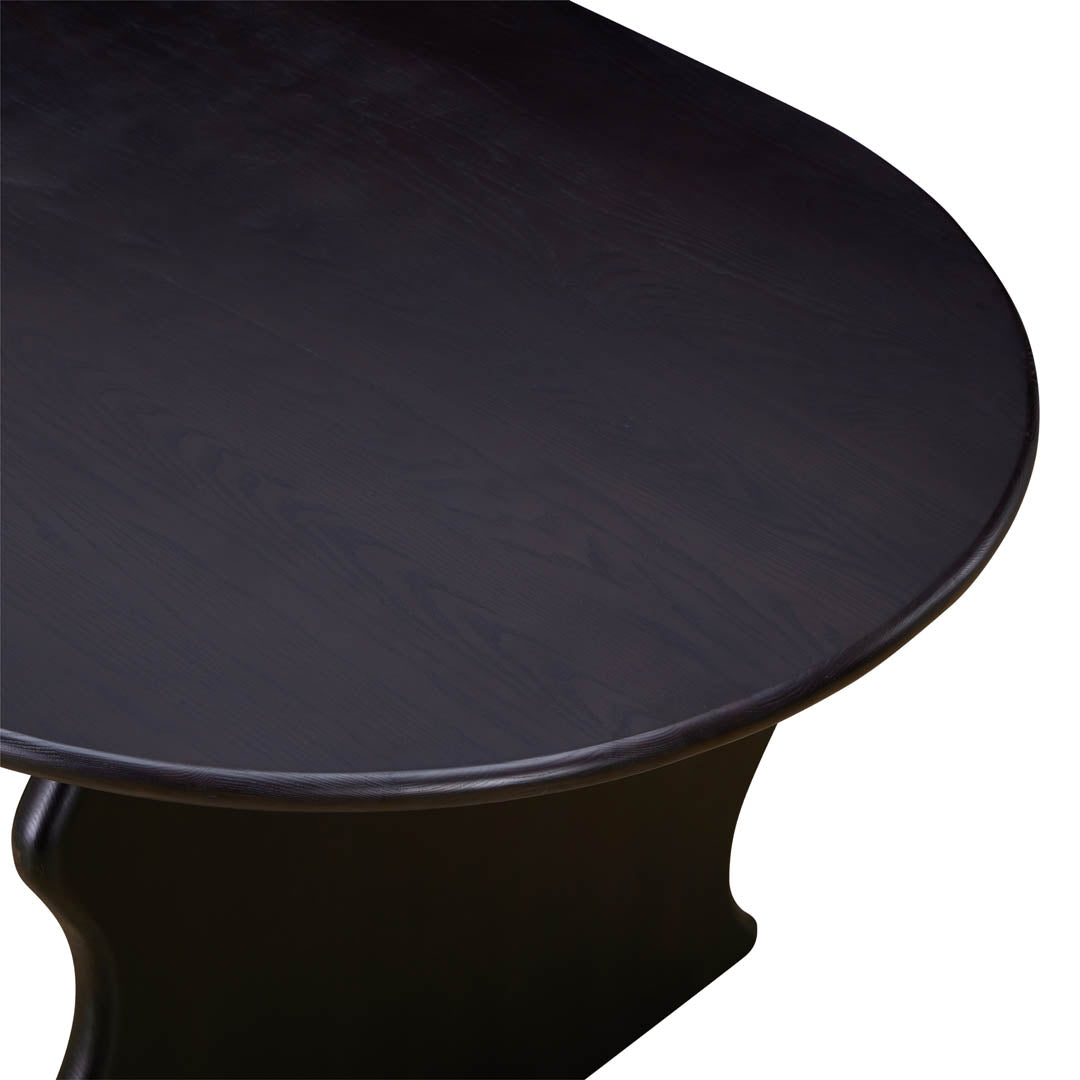 Wave Hardwood Oval Dining Table - Black - BUBULAND HOME