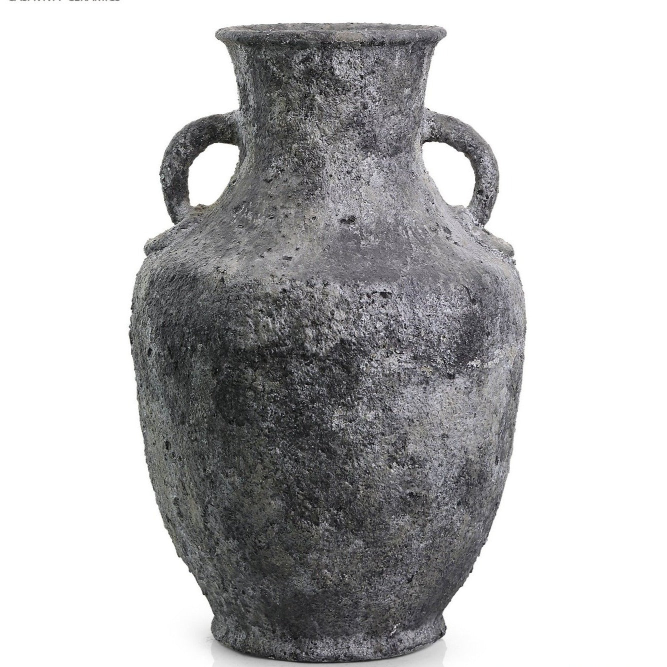 Mediterranean Ceramic Floor Vase Charcoal Grey - BUBULAND HOME