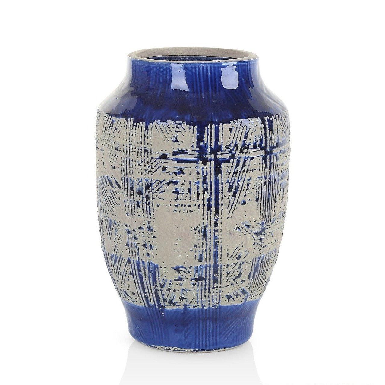 Rustic & Glaze Blue Ceramic Vase - BUBULAND HOME