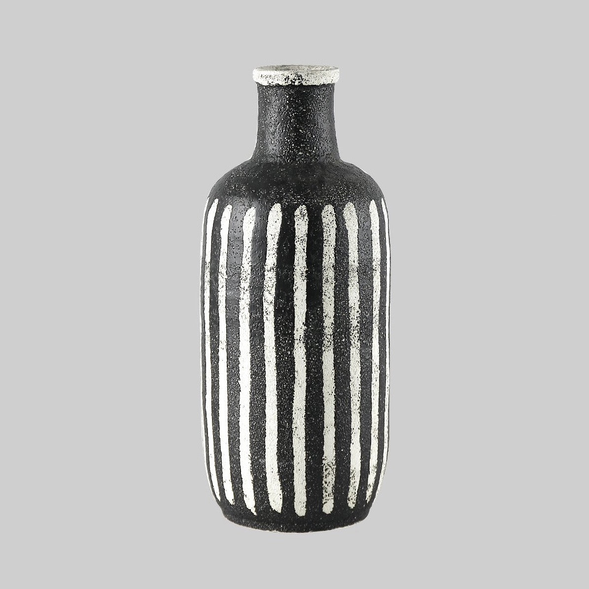 Black and White Strip Ceramic Vase - Large - BUBULAND HOME